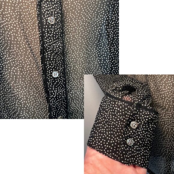 J. CREW COLLECTION Black & White Dot Sheer Silk Secretary Blouse Size 0 - Picture 4 of 10